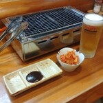 とり汰 - 生ビール (中)・キムチ