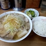 坂内食堂 - 大盛りネギチャーシュー with ライス