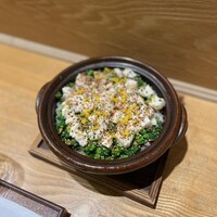 日本料理 e. - 帆立・菜花の炊き込みご飯