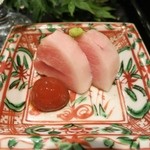 北新地 弧柳 - 季節のおまかせコース(12000円)・魚庭_和歌山県勝浦の天然鮪 卵黄醤油