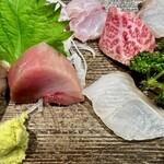 すし居酒屋 樽 - しまあじ、津軽サーモン、ホタテ、松川かれい、そい、あぶらめ、シメサバ、本マグロ、前澤牛、ヒラメ、はた、キツネメバル他聞き漏らしてます^^;