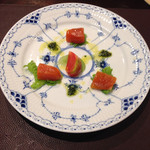 メインダイニングGRAND - オードブルの信州サーモンとフルーツトマトのマリネ 2014.6