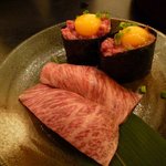 肉丸精肉店 - 牛トロ軍艦とハシネタ寿司