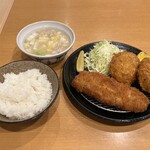 とんかつ 美濃屋 - 美濃屋定食(ミニロースかつ＆メンチかつ＆コロッケ)