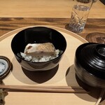 温石 - エボダイ味噌漬炭火焼き　発酵蕪の葉混ぜご飯　たまらなく美味しいです。エボダイの虜になりました。