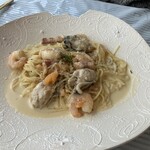 レストラン シーホース - 広島県産　カキとエビのクリームパスタ