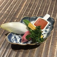 食幹 渋谷 - 旬野菜とトマト味噌 800円