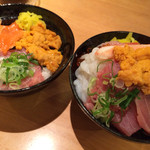 海鮮丼 若狭家 - 大須丼とうに、サーモン、ネギトロ丼