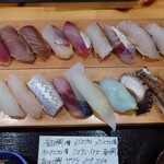 夕凪 - 寿司下駄２台に握り寿司が２５貫で税込み2,400円