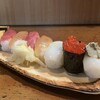 菊鮨 - 今回のネタは、たまご、中トロ、まぐろ、いか、いくらの5種類でした。海老やハマチがなかったのは少し残念。
