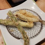 銀座 ハゲ天 - メゴチとアスパラ