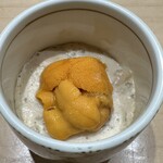 喜一 - 白子の蒸し寿司に雲丹を