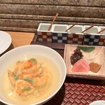 天麩羅 巽 - 桜エビとセリのかき揚げの天茶