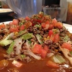 カルダモン． - 挽き肉とシメジ、コーンの炒めレタス和えカレー