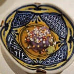 鮨やまけん - 紫芋のムースあんかけ