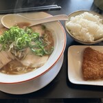 元祖第一旭 - 醤油ラーメン＋アジフライセット