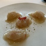 レストラン オオツ - フレンチてっさ。潤いを纏った河豚刺しの威力が半端ない
