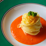 トラットリア キッコ - 料理写真:フルーツトマト、焼茄子、からすみの冷製フェデリーニ