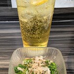 三平 - ボールと菜の花カラシ和え。ほっと一息