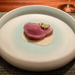 蒼 - 神経〆 めじ鮪の藁焼き お米と中国甘酒のヴィネグレットソース