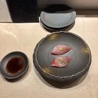 鮨 からす 十三店 - 寒ブリお造り 利休味噌、柚子胡椒おろし