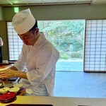 成生 - 別室に移動して
      ㉑キンカンのジェラートと水出し茶とほうじ茶