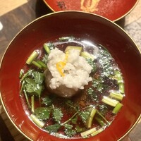 焼鳥 角レ - お椀　蓮根鶏団子