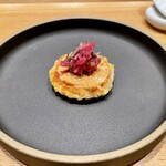 一碗水 - 本日の一口目　中国式パイ あん肝と紅芯大根