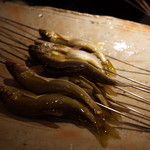 銀座おかもと - 琵琶湖の若鮎（串打ち） 2014.6.1x