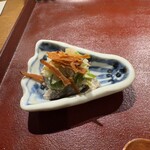 おかもと - ウルイ、舞茸、ユリネの白酢和え、ばちこ。