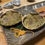 おかもと - 蟹味噌の甲羅焼き、蓮根、くわい煎餅