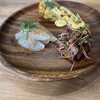 Bistro&Spanish TAKA - 本日の前菜3種盛り¥550 - スパニッシュ・オムレツ、　ホタルイカ、　セビーチェ（真鯛）