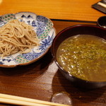 銀座おかもと - 特別に！花山椒の温かいつけ蕎麦 2014.6.1x