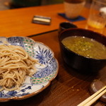 銀座おかもと - 花山椒の温かいつけ蕎麦 2014.6.1x