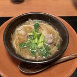 赤坂 きた福 - イノシシの味噌鍋(猪肉＆セリ＆ゴボウ)