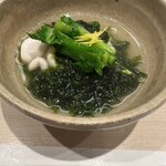 鮨みやもと - 白子とアオサ