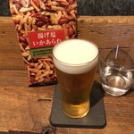 麹町いづみや しろ - あがりビール ・揚げ塩いかあられ 