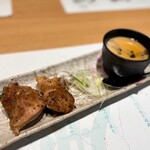 八州 - 若鶏のマスタードパン粉焼き&茶碗蒸し