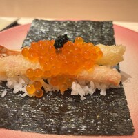 渋谷 天婦羅 ふじもと - イクラ添え海老天巻