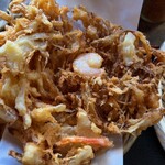 蕎麦 さだはる - 天ざる蕎麦のかき揚げ（やはりデカい！）