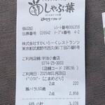 しゃぶ葉 - 今回のお会計2人分