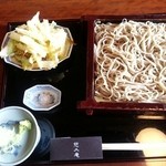 慈久庵 - せいろ¥1100と地葱の天婦羅¥600（共に税込）