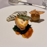 ASAHINA Gastronome - ◉アンコウ＆トピナンブール　ラルドをピケして月桂樹の葉と共にロティし、そのブランダード
                                菊芋のクロメスキを添えて