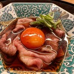 283183818 - 黒毛和牛の卵黄しゃぶすき