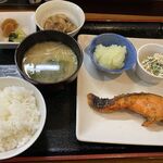 となりの食堂 - 銀鮭麹醤油焼定食+菊芋のわさび漬け=1.160円