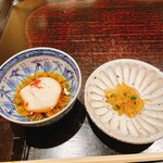 料理屋もり尋 - ふぐ皮ポン酢、白子ポン酢