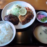 金子屋 - てりやきハンバーグとヒレカツのセット