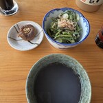 大師茶屋 - アテは山菜と蕎麦味噌