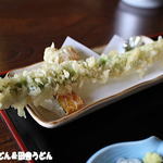 田舎うどん てつ - 2014年6月　極太アスパラ天