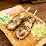 彩波 - 2014.6 ハツの網脂巻き（160円）、レバーの網脂巻き（160円）